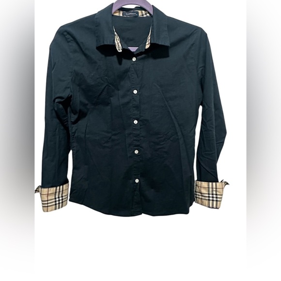 Vintage Burberry Black Button Down Shirt Size XS - Picture 1 of 9